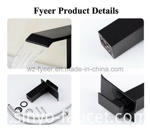 Black Orb Waterfall Basin Faucet Bathroom Water Tap Mixer (Q3003B)